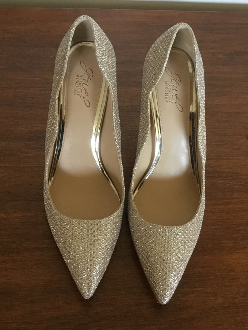 Jewel Badgley Mischka Gold Stiletto Shoes